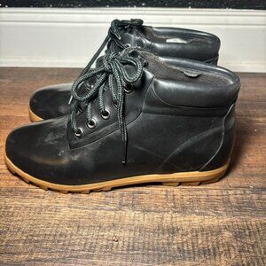Lands End Women’s Size 7 Black Vintage Rain Ankle Boots Lace Up *FLAWS